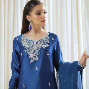 Sty;ish Silk stone Embroidered Dress